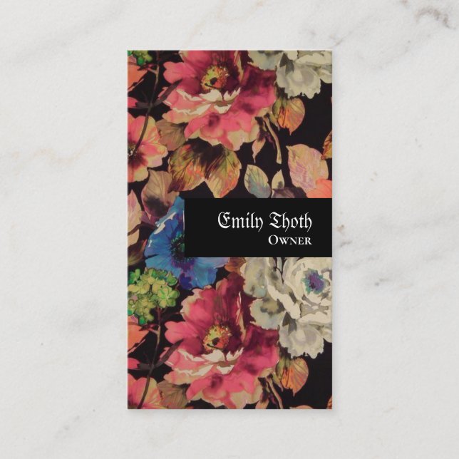 大人っぽいデザインのお花の VISITKORT (Framsida)