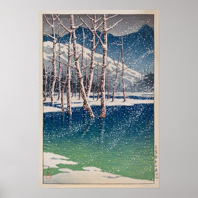 大 池, Taishô Pond vid Kamikôchi, Hasui Kawase Poster (Framsidan)