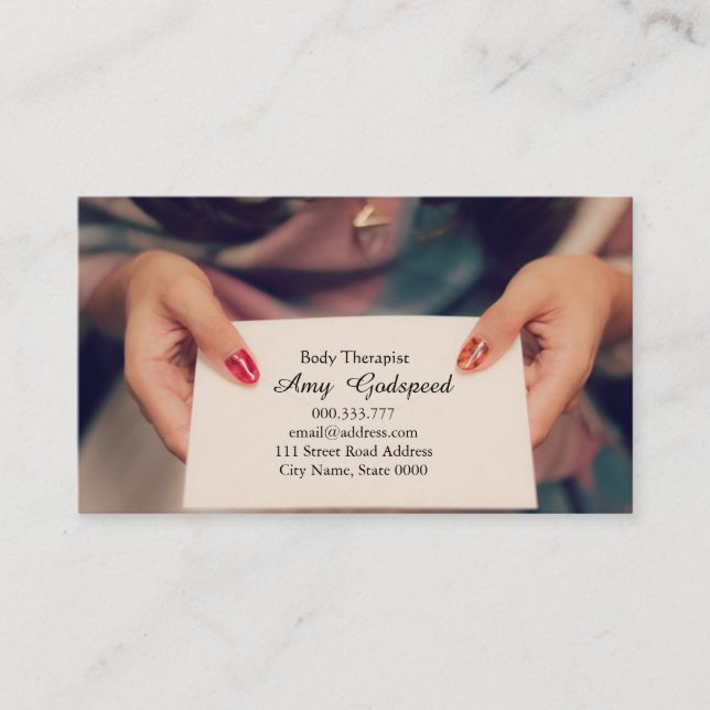 女性の自己紹介カード　オシャレ VISITKORT (Framsida)