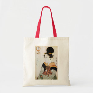 女 と, 歌 麿 Woman och Hund, Utamaro, Ukiyoe Tygkasse