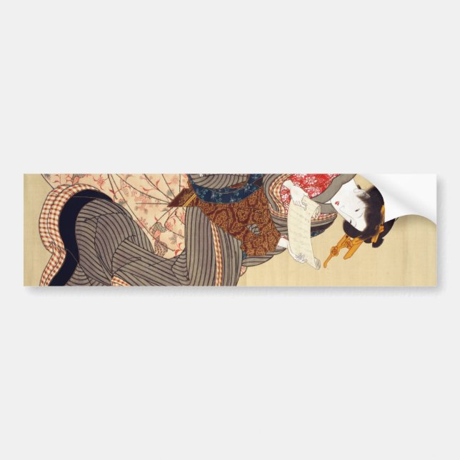 女, 国 貞 Woman, Kunisada, Ukiyo-e Bildekal (Framsidan)