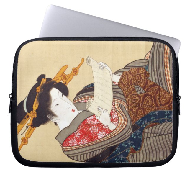 女, 国 貞 Woman, Kunisada, Ukiyo-e Laptop Fodral (Framsidan)