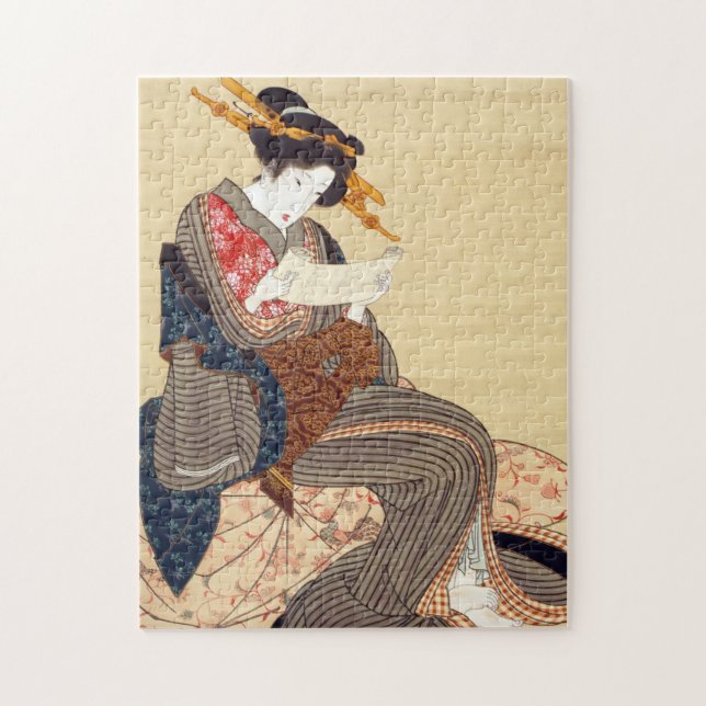 女, 国 貞 Woman, Kunisada, Ukiyo-e Pussel (Vertikal)