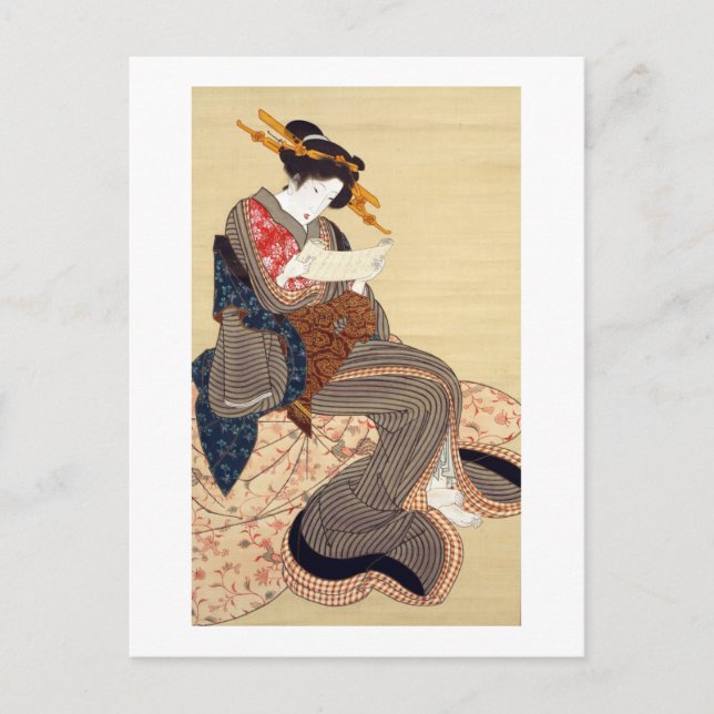 女, 国 貞 Woman, Kunisada, Ukiyo-e Vykort (Framsida)