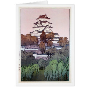 姫 城, Himeji Castle, Hiroshi Yoshida, Woodcut Hälsningskort