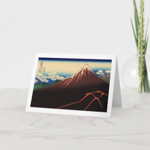 山 下 雨, 北 Thunder och Mount Fuji, Hokusai, Ukiyo-e Kort