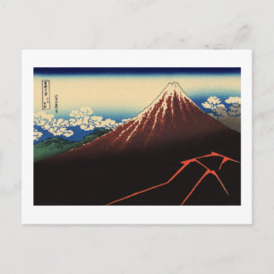 山 下 雨, 北 Thunder och Mount Fuji, Hokusai, Ukiyo-e Vykort