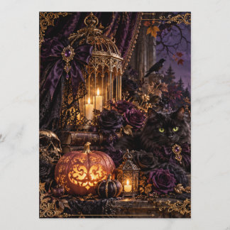 幻想的なゴシックハロウィン メニューカード MENY