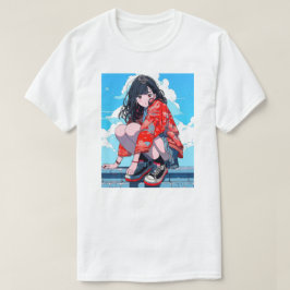 座るJK Tシャツ|寿司娘 GenerativeAI T Shirt