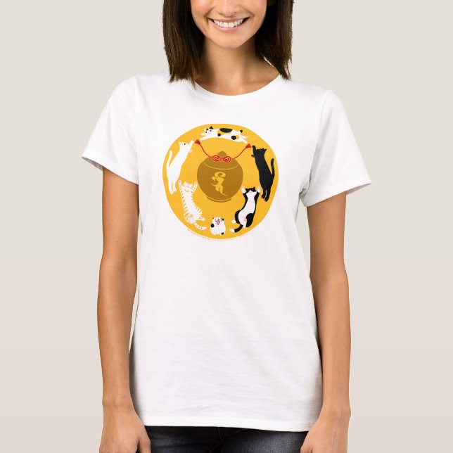 御守六猫 Tシャツ レディース T SHIRT (Framsida)