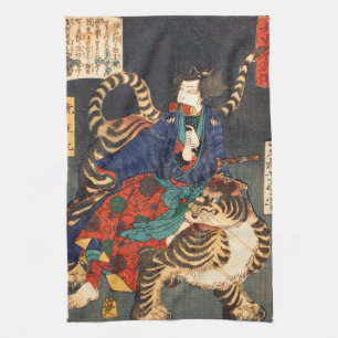 忍者と虎, 芳年Ninja hjälte & tiger, Yoshitoshi, Ukiyo-e Kökshandduk