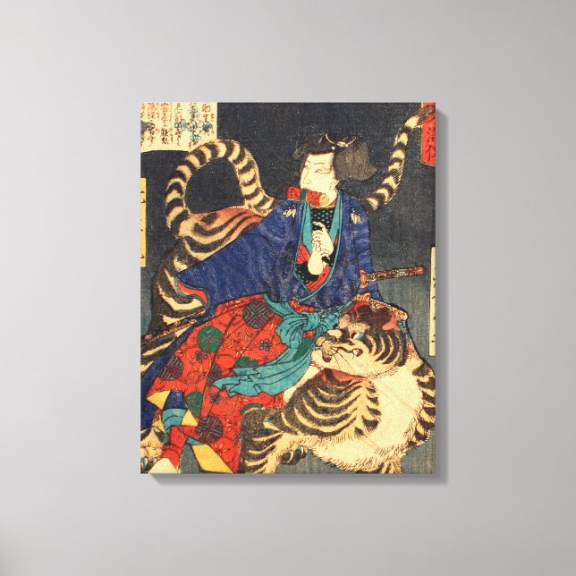 忍 者 虎, 芳 Ninja Hero & Tiger, Yoshitoshi, Ukiyo-e Canvastryck (Framsida)