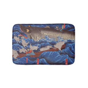 怪 鮫,国 芳 Shark, Kuniyoshi, Ukiyo-e Badrumsmatta