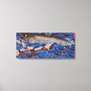 怪 鮫,国 芳 Shark, Kuniyoshi, Ukiyo-e Canvastryck