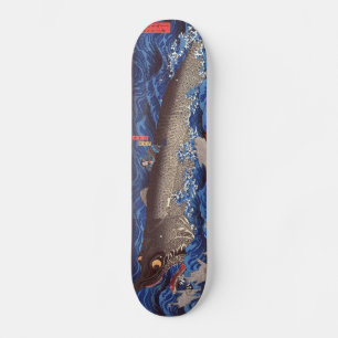 怪 鮫,国 芳 Shark, Kuniyoshi, Ukiyo-e Old School Skateboard Bräda 21,6 Cm