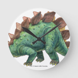 恐 竜 シ リ ー(Stegosaurus)壁 掛 periodisering Rund Klocka