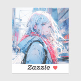 振り返り銀髪美人 | 東京娘 GenerativeAI Seal Klistermärken