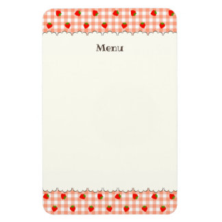 文字 カスタマイズ いちご　ギンガムチェック　サーモンピンク　 マグネット MAGNET