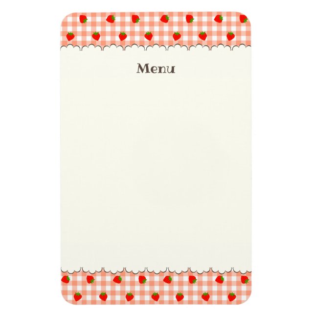 文字 カスタマイズ いちご　ギンガムチェック　サーモンピンク　 マグネット MAGNET (Vertikal)