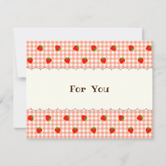 文字　カスタマイズ　いちご　チェック　オレンジ KORT (Framsida)