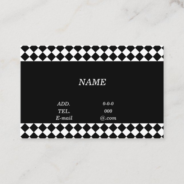 文字　カスタマイズ　チェック　ブラック　ホワイト 名刺 VISITKORT (Framsida)