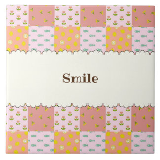 文字　カスタマイズ　パッチワーク　ピンク タイル KAKELPLATTA