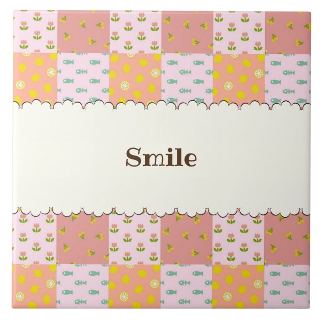 文字　カスタマイズ　パッチワーク　ピンク タイル KAKELPLATTA (Framsidan)