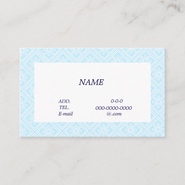 文字　カスタマイズ　菊　ブルー 名刺 VISITKORT (Framsida)