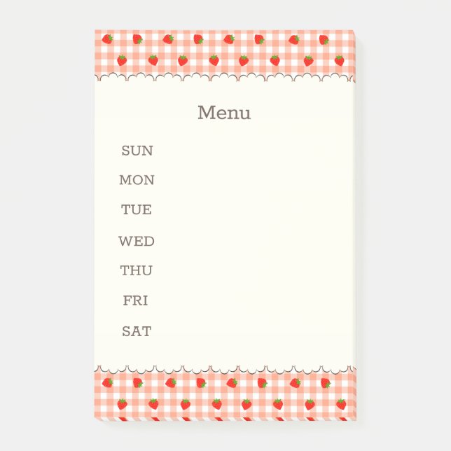 文字　カスタム　いちご＆チェック（オレンジ） ポストイット POST-IT BLOCK (Framsida)