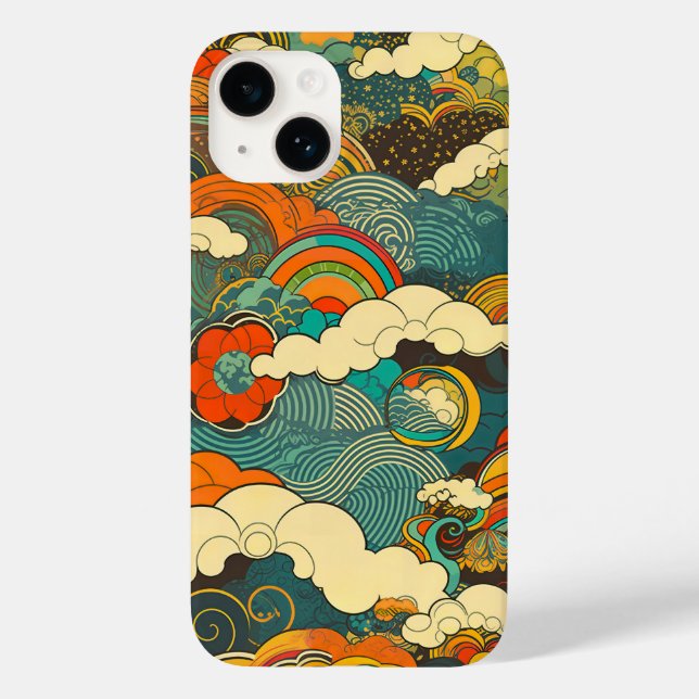 日本の伝統的なヴィンテージデザインを使用したアート作品　雲 (Baksida)