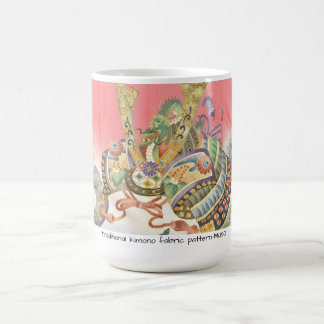 日本の伝統的着物生地、かっこいい兜（KABUTO)のマグカップ KAFFEMUGG