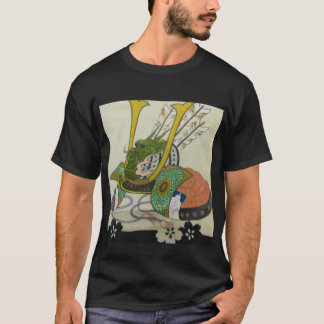 日本の伝統的着物生地、かっこいい兜（KABUTO)のTシャツ２ T SHIRT