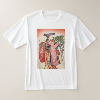 日本の伝統着物生地　美しい藤娘Tシャツ T SHIRT