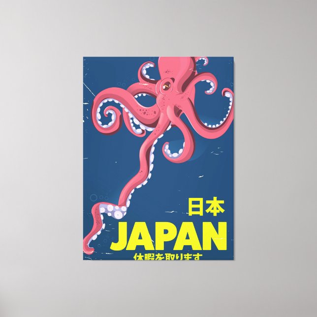 日本 Japan vintage bläckfisk reseaffisch Canvastryck (Framsida)