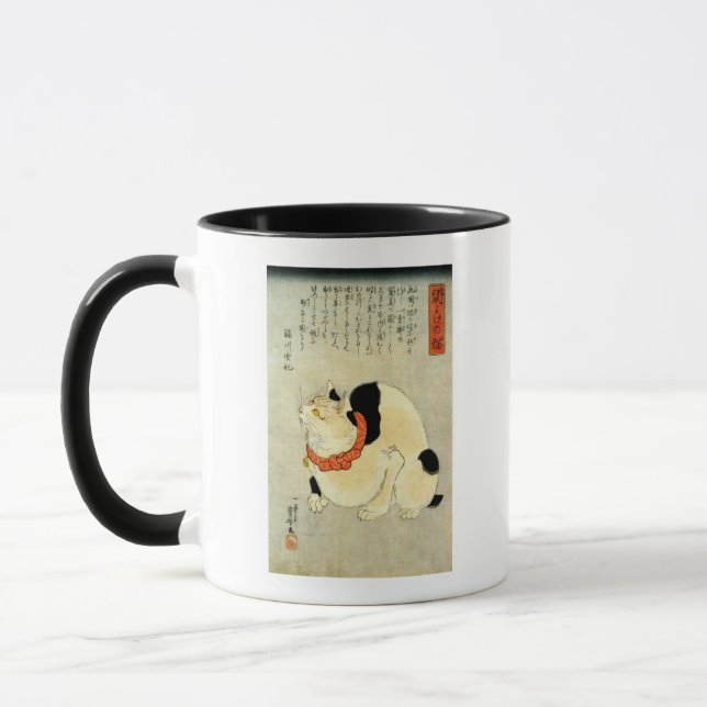 日 猫, 国 japansk 芳, Kuniyoshi, Ukiyo-e Mugg (Vänster)
