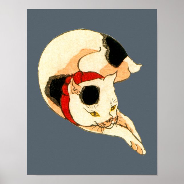 日 猫, 国 japansk 芳, Kuniyoshi, Ukiyo-e Poster (Framsidan)