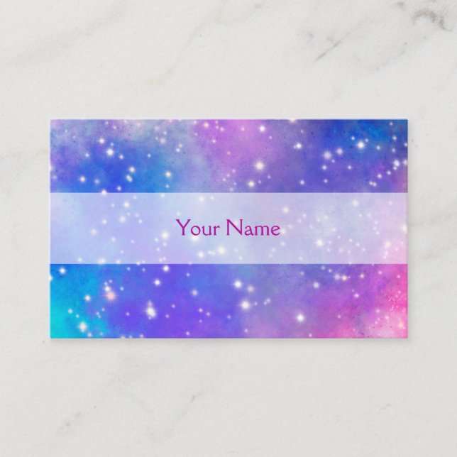 星がキラキラ輝く宇宙のイラストを使った名刺 VISITKORT (Framsida)