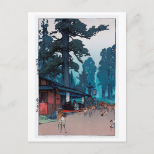 春 日 大 の 鹿, Hjort av Kasuga Shrine, Hiroshi Yoshida Vykort