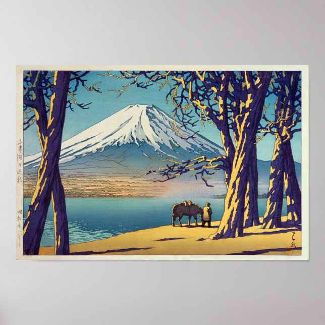 晩 秋 の 富 山, Mt.Fuji på hösten, Hasui Kawase, Woodcu Poster (Framsidan)