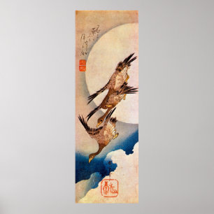 月 に, 広 重 Måne & Vild Goose, Hiroshige, Ukiyo-e Poster
