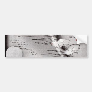 月 兎, 広 重 Måne och kaniner, Hiroshige, Ukiyo-e Bildekal