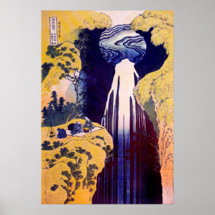 木 曽 路 滝, vattenfall i Kiso-road, Hokusai, Ukiyo-e Poster