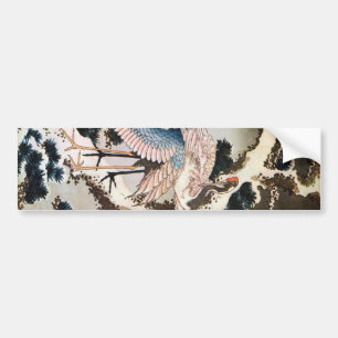 松 鶴, 北 斎 Cranes på Gräs Träd, Hokusai, Ukiyo-e Bildekal
