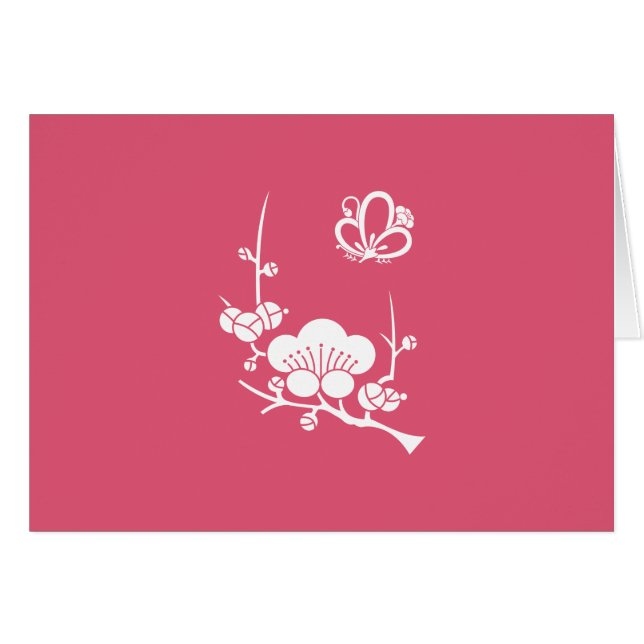 枝 梅 に 中 陰 梅 蝶 HÄLSNINGSKORT (Framsidan Horizontal)