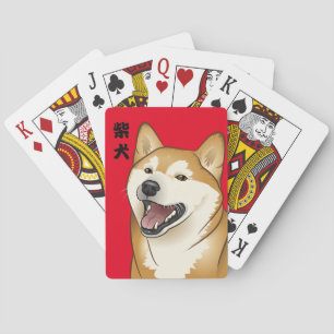柴犬Shiba Inu hund som leker kortjapanKanji Casinokort
