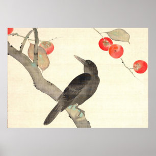 柿 に, 抱 一 Persimmon och Kråka, Hōitsu Poster