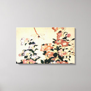 桔 梗, 北 Bellblomma och Dragonfly, Hokusai, Ukiyo-e Canvastryck