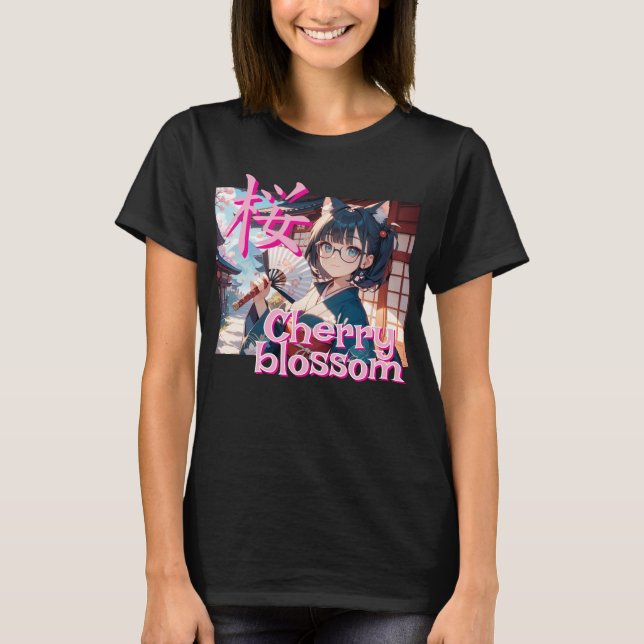 桜と猫耳娘 T SHIRT (Framsida)