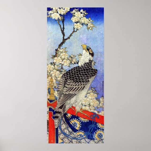 桜 に ハ ブ, Blommarna Falcon & Cherry, Hokusai, Ukiyo Poster (Framsidan)