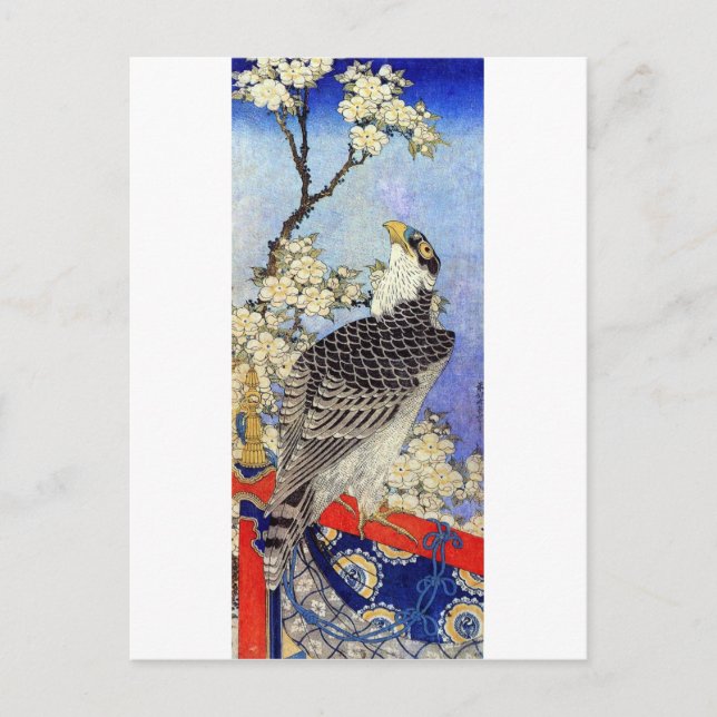 桜 に ハ ブ, Blommarna Falcon & Cherry, Hokusai, Ukiyo Vykort (Framsida)